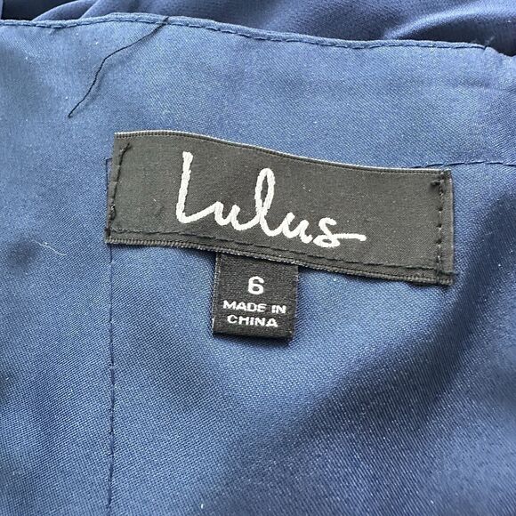 NWT Lulus 6 She's Gorgeous Navy Blue Lace-Up Rhinestone Maxi Dress 126$ - Picture 4 of 16